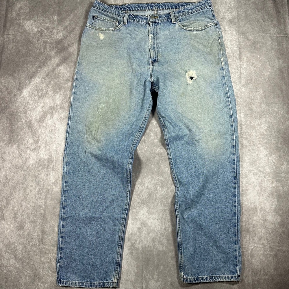 Vintage Polo Jeans Co Ralph Lauren Mens 40x32 Baggy Fit Thrashed Jeans Y2K
